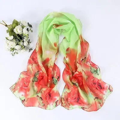 Chiffon Womens Scarf Fashion Long Warm Shawl Infinity Foulard Echarpe Floral Scarf Women Bufandas Pashmina 2