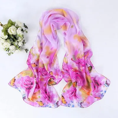 Chiffon Womens Scarf Fashion Long Warm Shawl Infinity Foulard Echarpe Floral Scarf Women Bufandas Pashmina 4