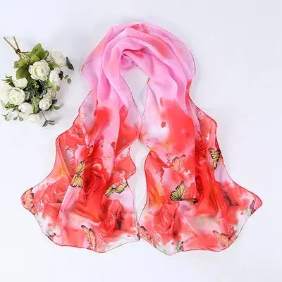 Chiffon Womens Scarf Fashion Long Warm Shawl Infinity Foulard Echarpe Floral Scarf Women Bufandas Pashmina 5