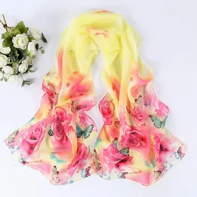 Chiffon Womens Scarf Fashion Long Warm Shawl Infinity Foulard Echarpe Floral Scarf Women Bufandas Pashmina 6