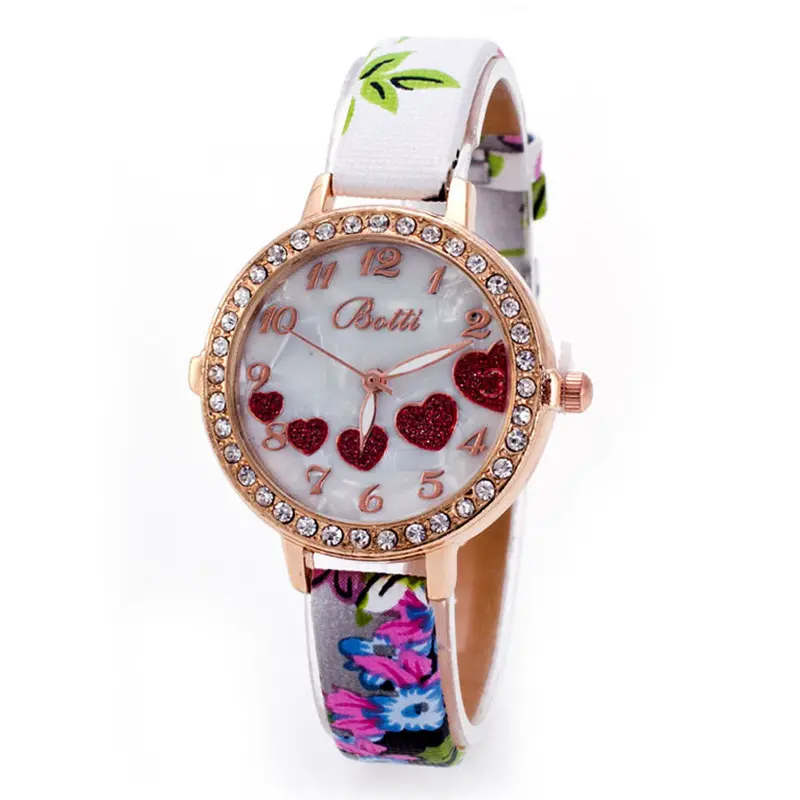 Chinese Style Flower Pattern Watch Digital Quartz Casual Leather Clock Women Dress Loving Heart Wristwatch 3