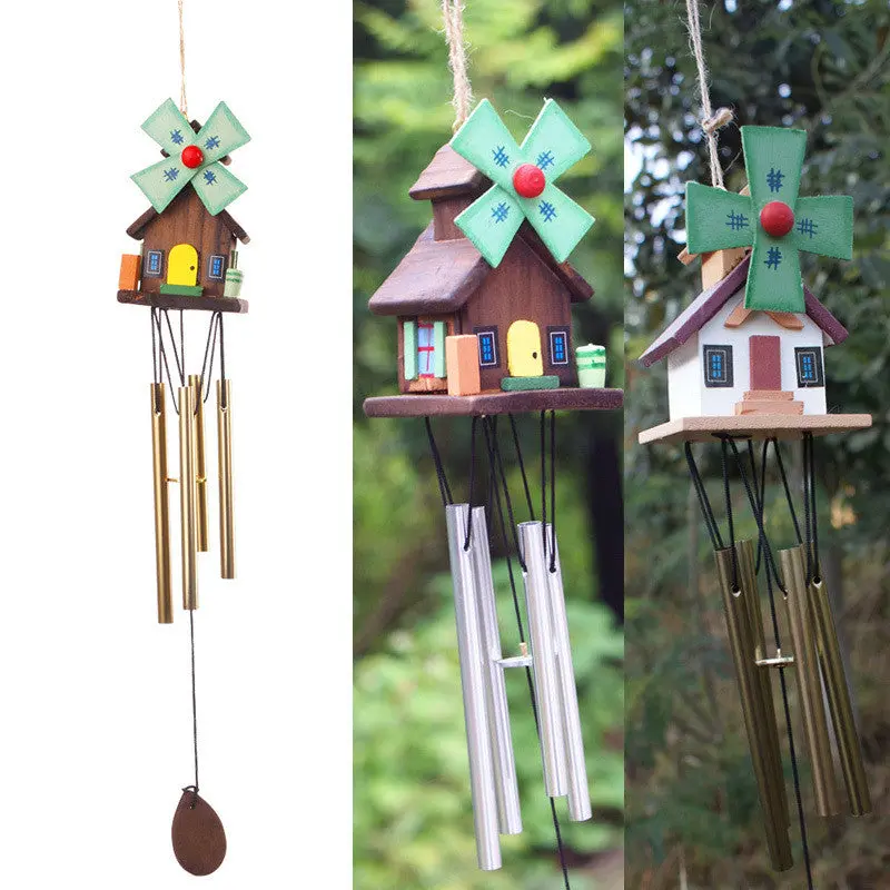 Chinese Yunnan Unique Windmill Copper Log-Cabin Metal Wind Chimes Rustic Cute 69713 1