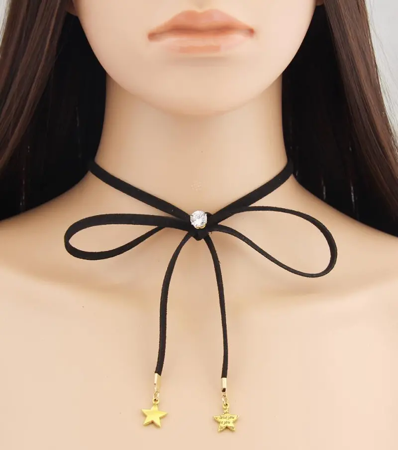 Choker Necklace Black Rope Star Collar Necklace Psxl060 1