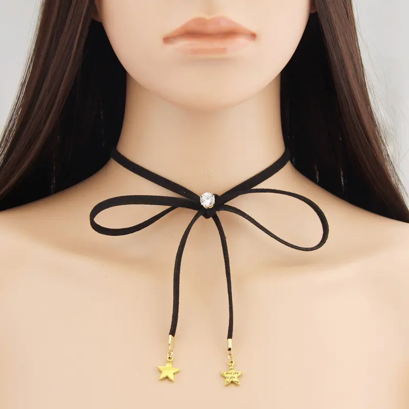 Choker Necklace Black Rope Star Collar Necklace Psxl060 2
