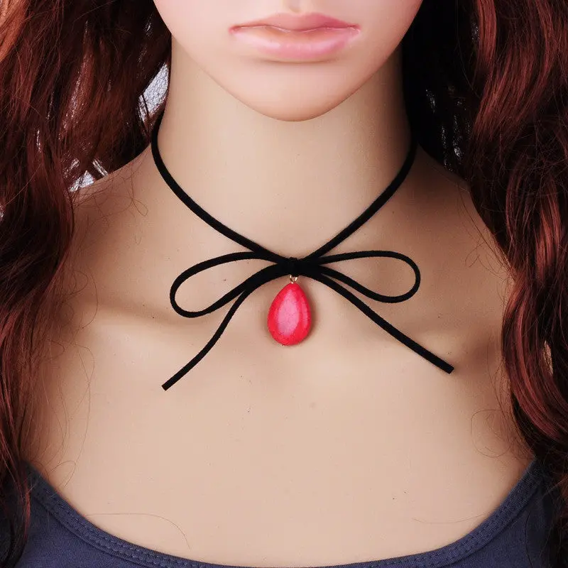 Choker Necklace Black Velvet Turquoise Collar Necklace With Bowknot Jewelry Gothic Style Necklace Bijoux Psxl018 3