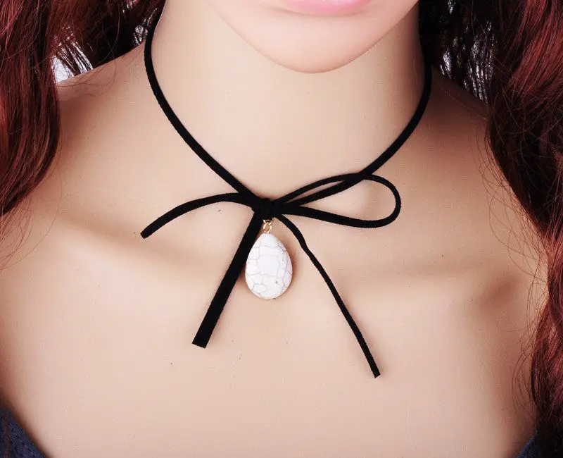 Choker Necklace Black Velvet Turquoise Collar Necklace With Bowknot Jewelry Gothic Style Necklace Bijoux Psxl018 5