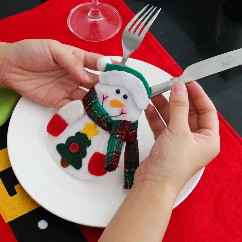 Christmas Decoration Cutlery Suit Silveware Holders Porckets Knifes Folks Bag Snowman Dinner Decor Home Decoration93237 2