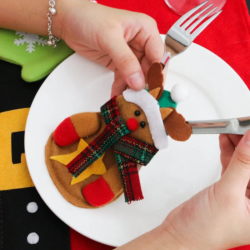 Christmas Decoration Cutlery Suit Silveware Holders Porckets Knifes Folks Bag Snowman Dinner Decor Home Decoration93237 3