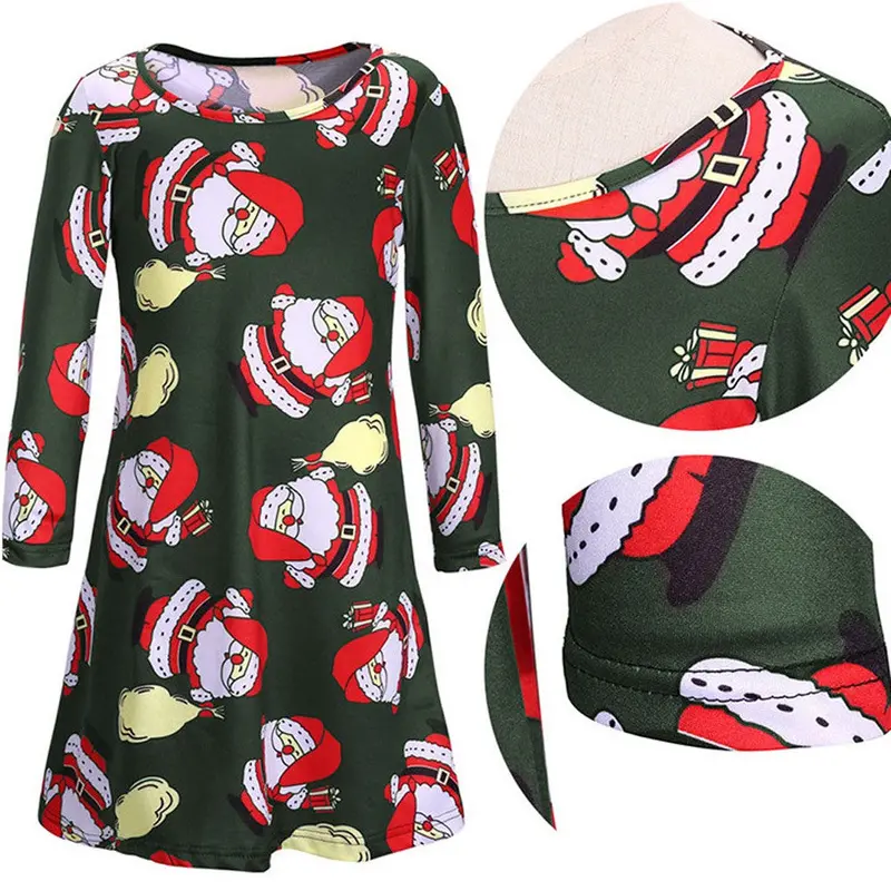 Christmas Dress Long Sleeve Snowman Printing Party Vintage Dress Robe Vestidos De Festa Dresses Women Feida 3