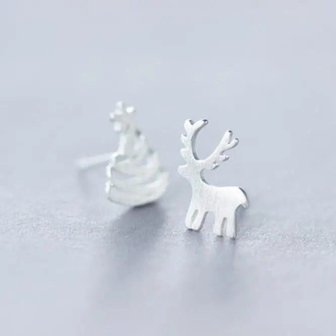 Christmas Gift 925 Sterling Silver Elk Deer Christmas Tree Stud Earrings Sterling-Silver-Jewelry Aretes De Mujer 2