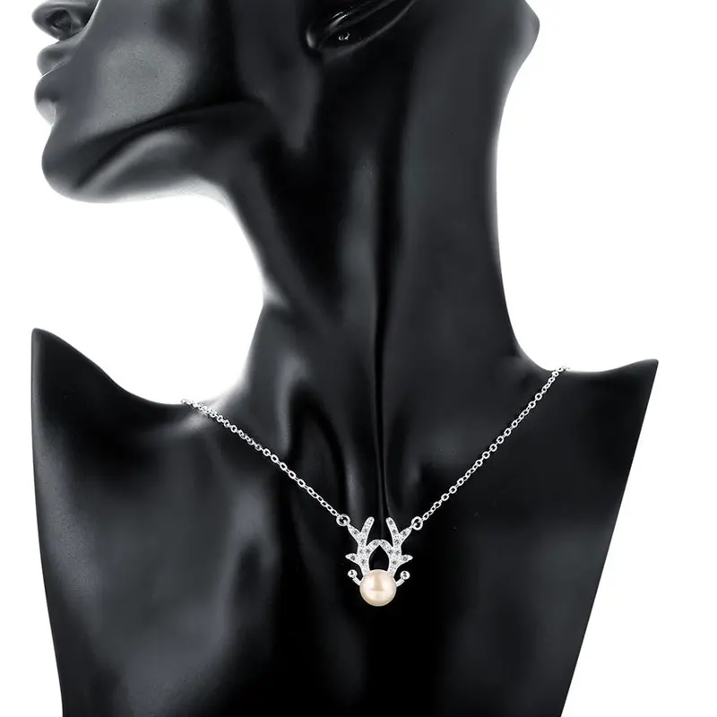 Christmas Gift Pearl Earrings Silver Plated Antler Crystal Earrings Syed116 3