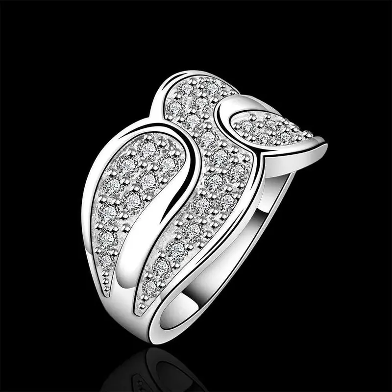 Christmas Gift Silver Plated Ring Jewelry Crystal X Shape Ring 581 2