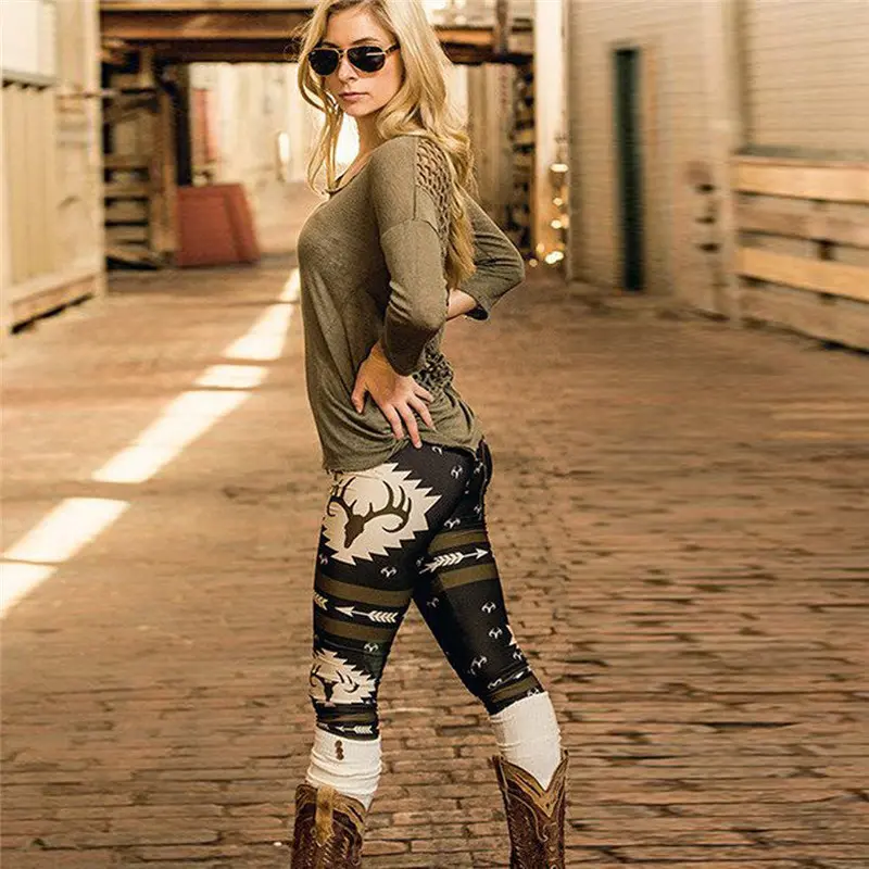 Christmas Pants Trousers For Women Skinny Printed Stretchy Pants Leggings Pantalones Mujer Trousers Pantaloni Leggins Donna 5