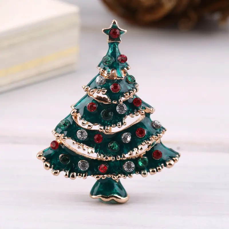 Christmas Tree Polar Bear Lady Xmas Gift Alloy Rhinestone Brooch Pin Forand Kids Scarf Buckle Party Decor 1