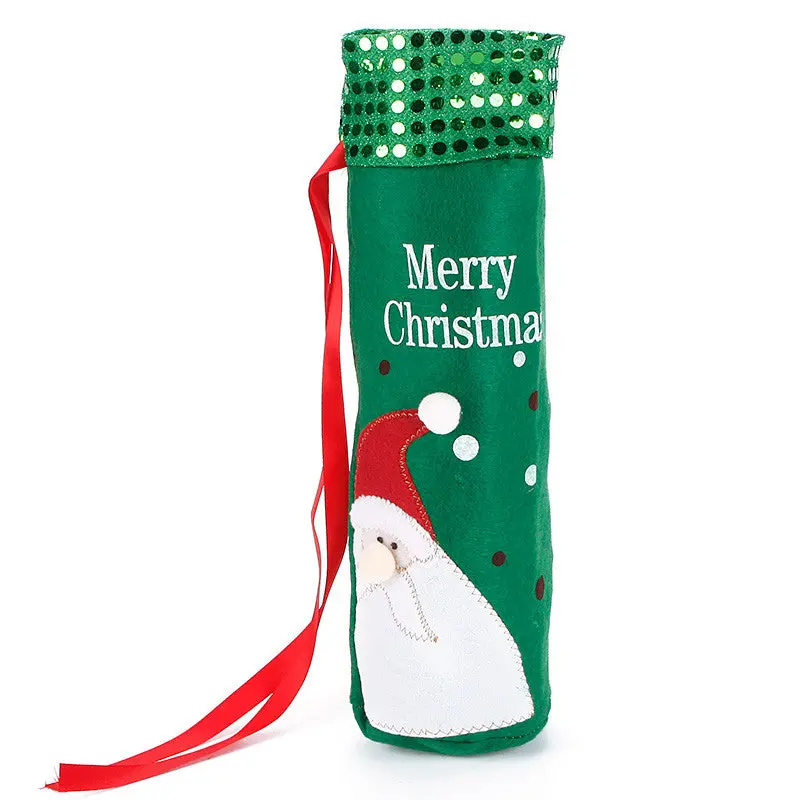 Christmas Wine Bottle Bag Dinner Party Decoration Bow-Knot Snowman Christmas Tree Santa Claus Bottle Cover Bag Christ 91783 1