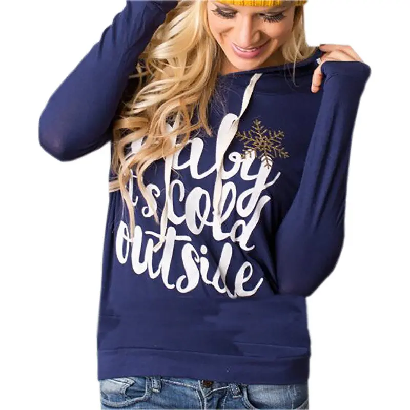 Christmas Woman Hoodies Sweatshirts Women's Letter Printed Pullover Hooded Sweatshirt Hoody Gv401 4