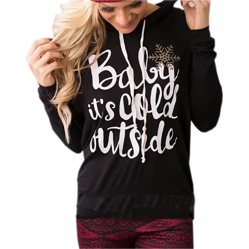 Christmas Woman Hoodies Sweatshirts Women's Letter Printed Pullover Hooded Sweatshirt Hoody Gv401 5