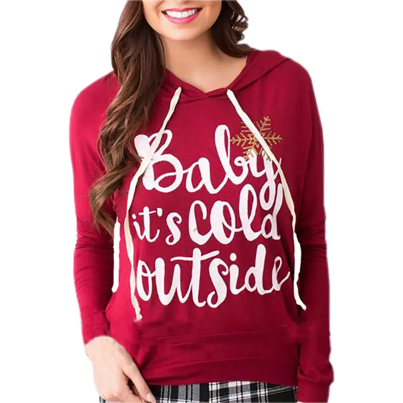 Christmas Woman Hoodies Sweatshirts Women's Letter Printed Pullover Hooded Sweatshirt Hoody Gv401 6
