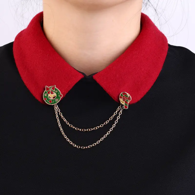 Christmas Wreath Crutches Chain Brooch Pin Collar Xmas Gift Party Decorationfine Jewelry 2