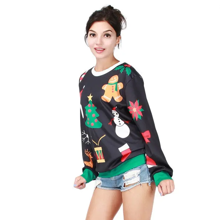 Christmasdigital Printing Long Sleeve Sweatshirts Day Clothescasual Thread Style Sweatshirts Tops Pullover 5