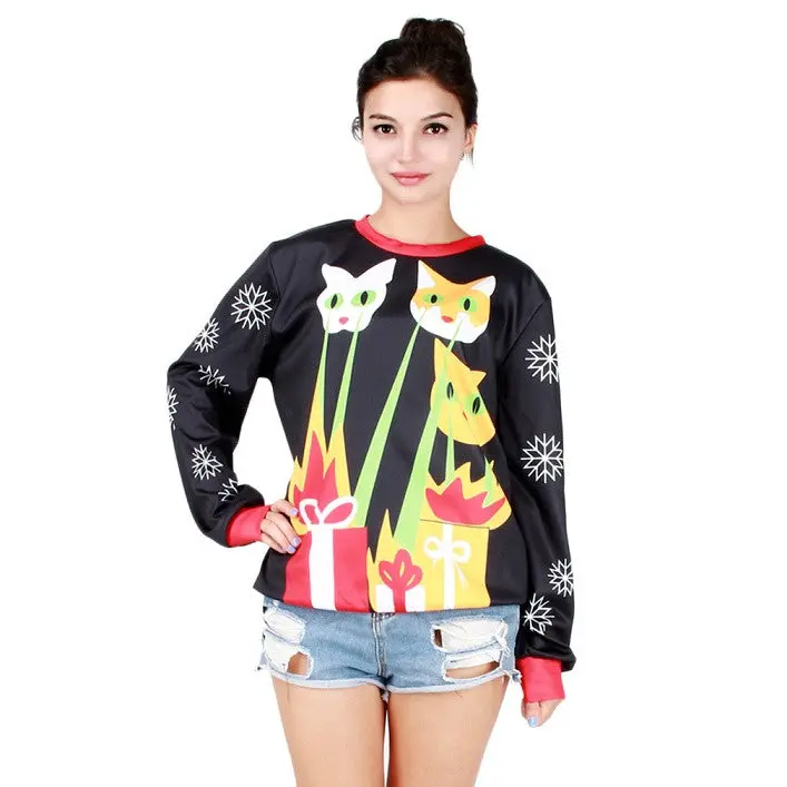 Christmasdigital Printing Long Sleeve Sweatshirts Day Clothescasual Thread Style Sweatshirts Tops Pullover 6