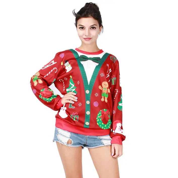Christmasdigital Printing Long Sleeve Sweatshirts Day Clothescasual Thread Style Sweatshirts Tops Pullover 7