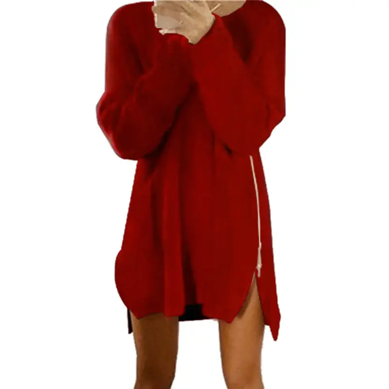 Chunky Knit Sweater Dress – Side-Zip Vintage-Style Cardigan Dress in Extended Sizes