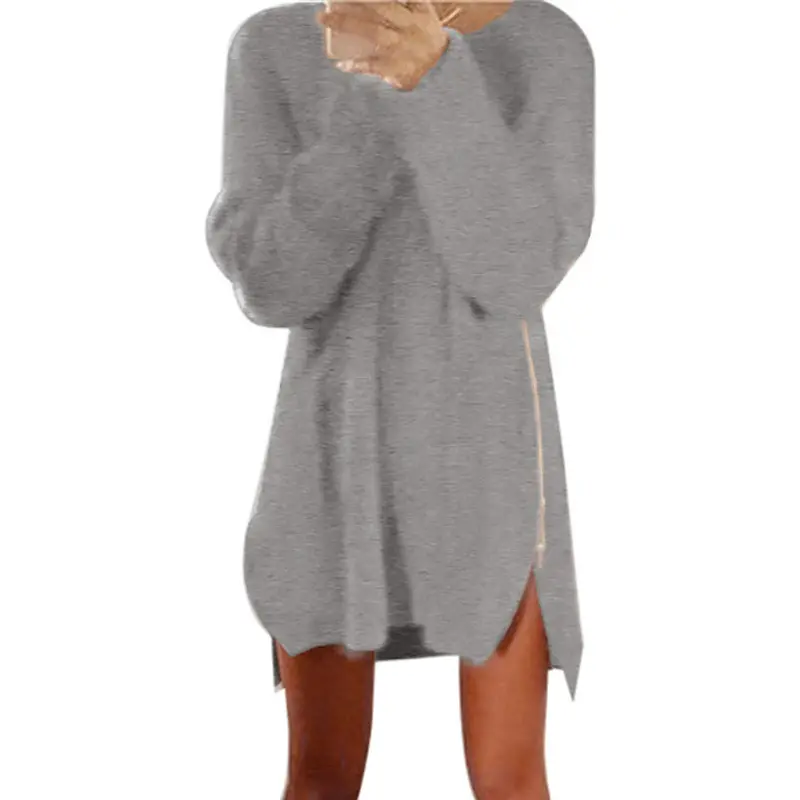 Chunky Knit Sweater Dress – Side-Zip Vintage-Style Cardigan Dress in Extended Sizes