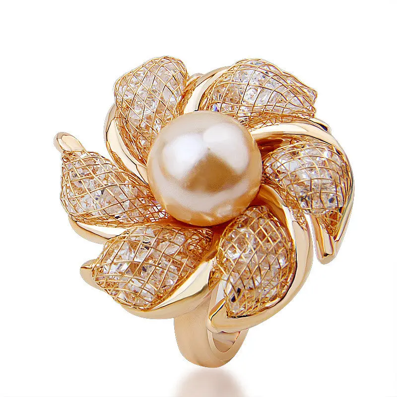 Classic And Beautiful Solid 18K Gold Plated Wedding Wedding Rings R007 1