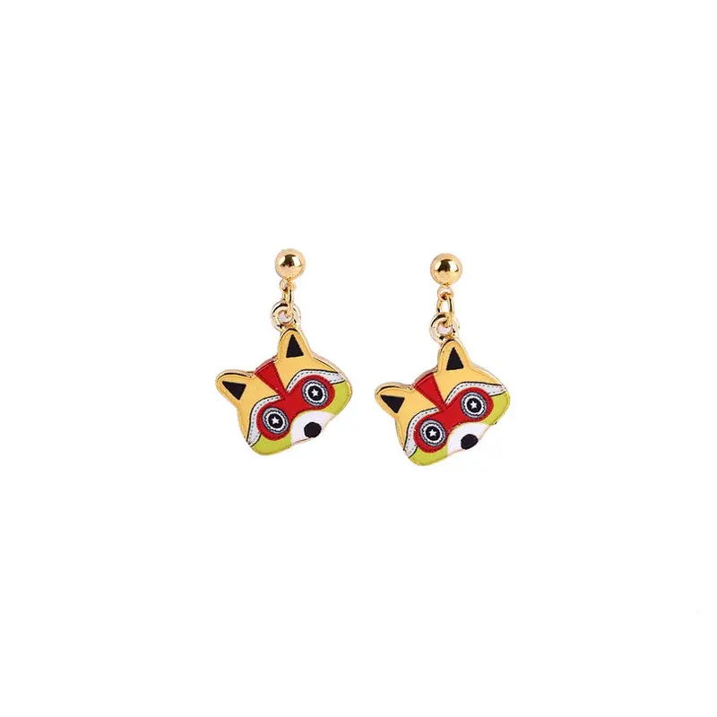 Classic Animal Earrings Gold Fox Hanging Gifts Bear Small Raccoon Drop Earrings Oeh014 1