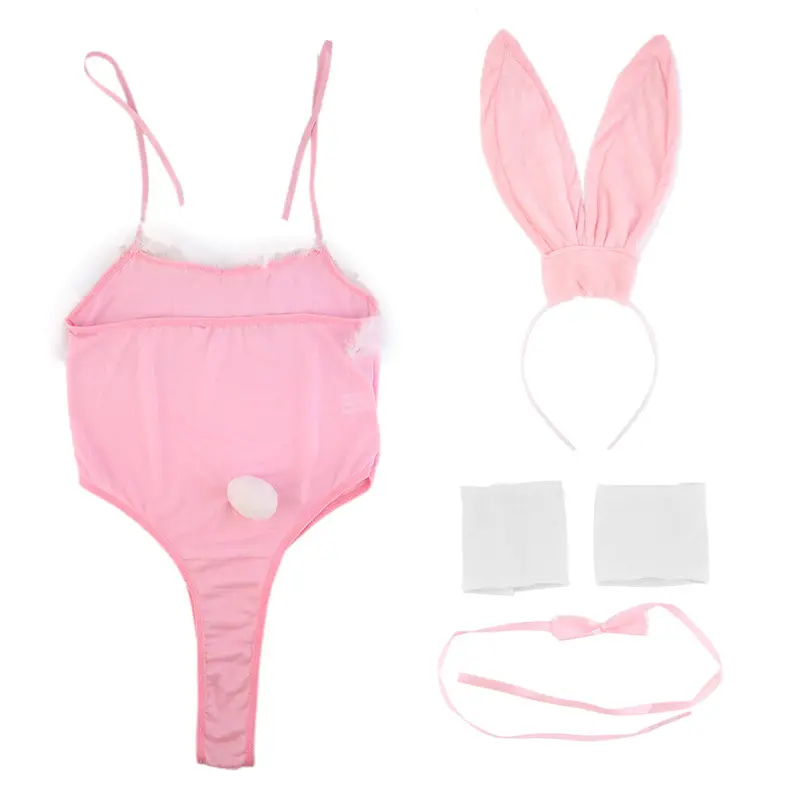Classic Costume Cosplay Sexyfancy Bunny Rabbit Lingerie Full Set Halter Dress Temptation Baby Doll Uniform Party Blackpink 2