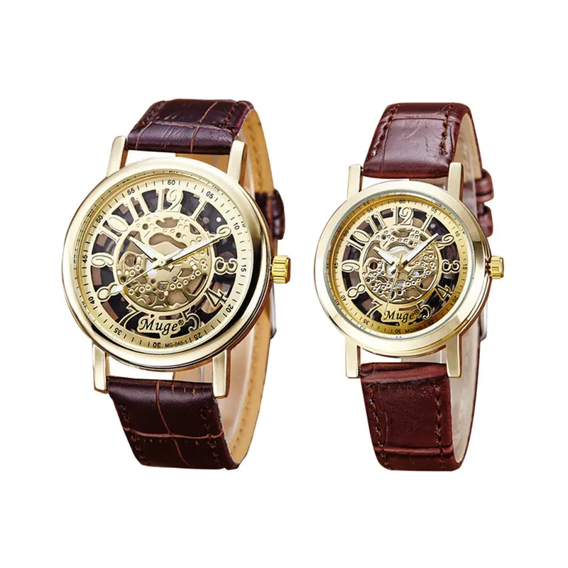 Classic Famous Watches Wrist Hollow Skeleton Mechanical Couple Watch Leather Strap Wrist Watch Feida 1