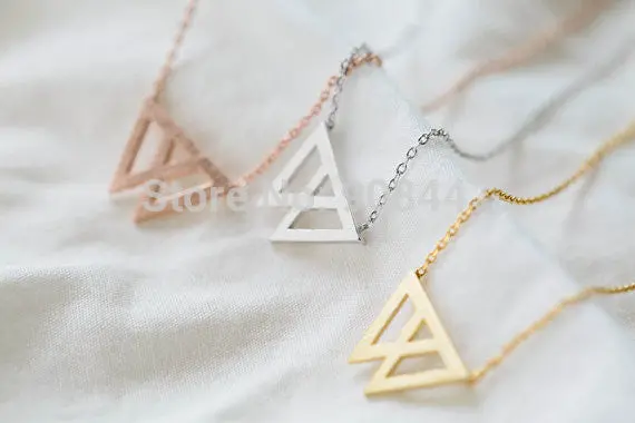 Classic Gold Geometric Chevron Triangle Link Joined Necklace Jewelry 10Pcs-N014 1