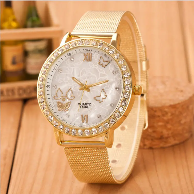 Classic Gold Watch Geneva Women Girls Dress Watch Bwlg768 Steel Mesh Reloj Luxury Clocks 6