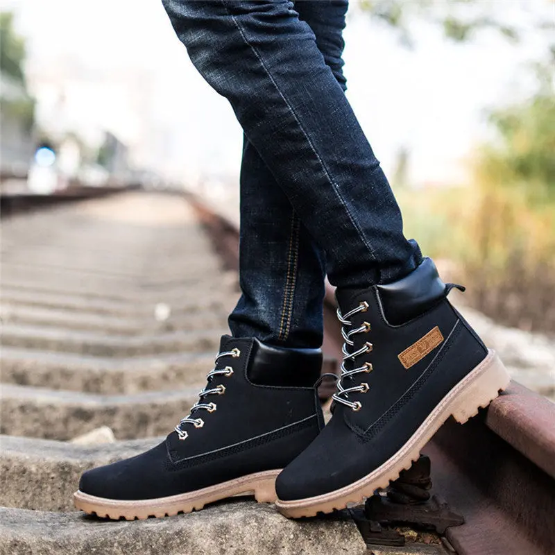 Classic Men Ankle Boots Warm Nubuck Leather Ankle Snow Martin Boots Men Shoes 1