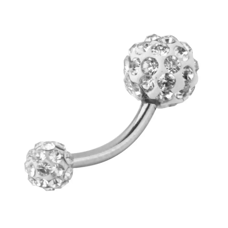 Classic Navel Belly Button Bar Ring Barbell Rhinestone Crystal Ball Body Piercing Body Jewelry 1