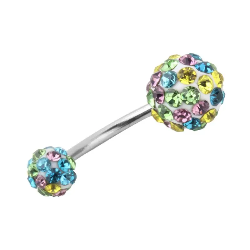 Classic Navel Belly Button Bar Ring Barbell Rhinestone Crystal Ball Body Piercing Body Jewelry 2