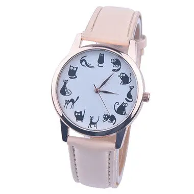 Classic Quartz Watch Women Watches Casual Cat Print Watch Relogio Feminino Clock Women 8 Colors 1