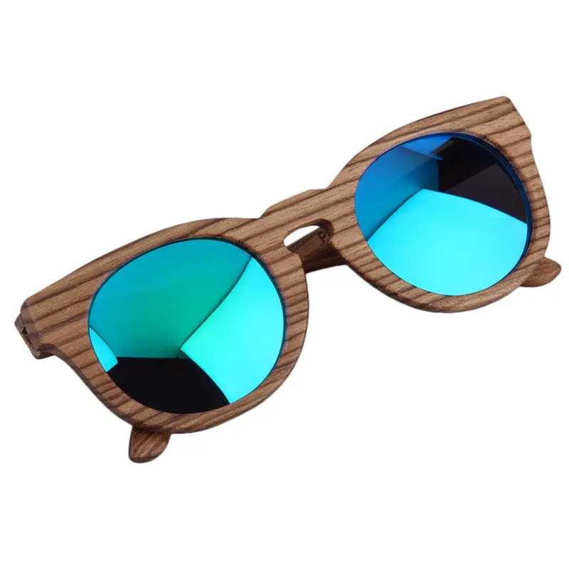 Classic Vintage Polarized Sunglasses Full Wooden Round Frame Glasses Accessories 2