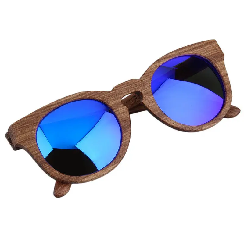 Classic Vintage Polarized Sunglasses Full Wooden Round Frame Glasses Accessories 4