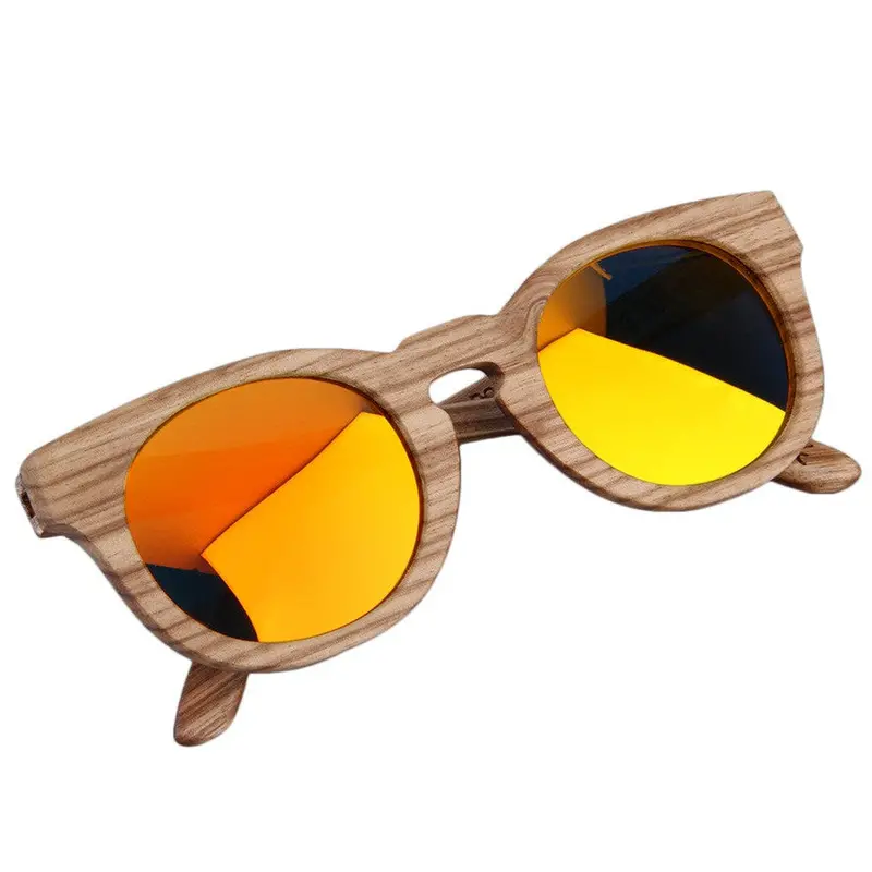 Classic Vintage Polarized Sunglasses Full Wooden Round Frame Glasses Accessories 6