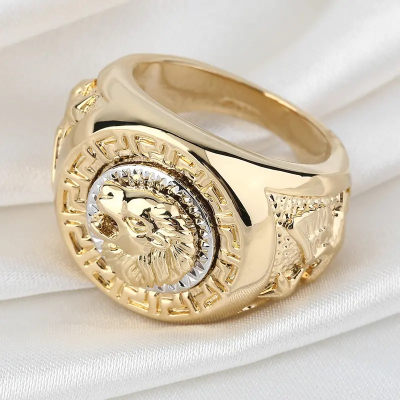 Classicpunk Style Hip Hop Ring Band Cool Lion Head Gold Ring Jewelry 2