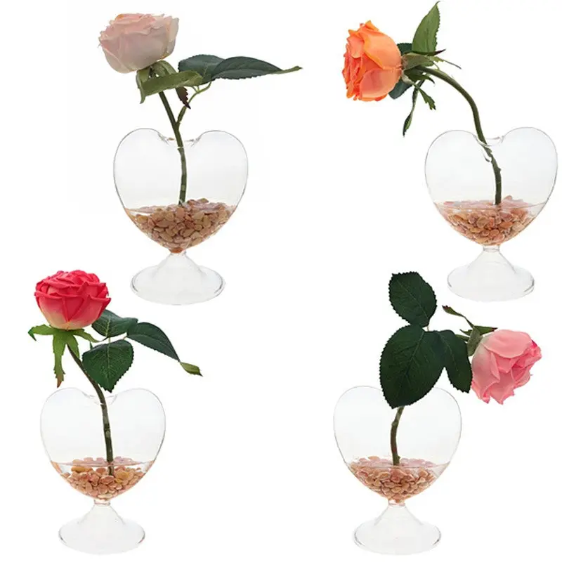 Clear Glass Vase Heart-Shaped Home Wedding Decor For Flowers 90751 1