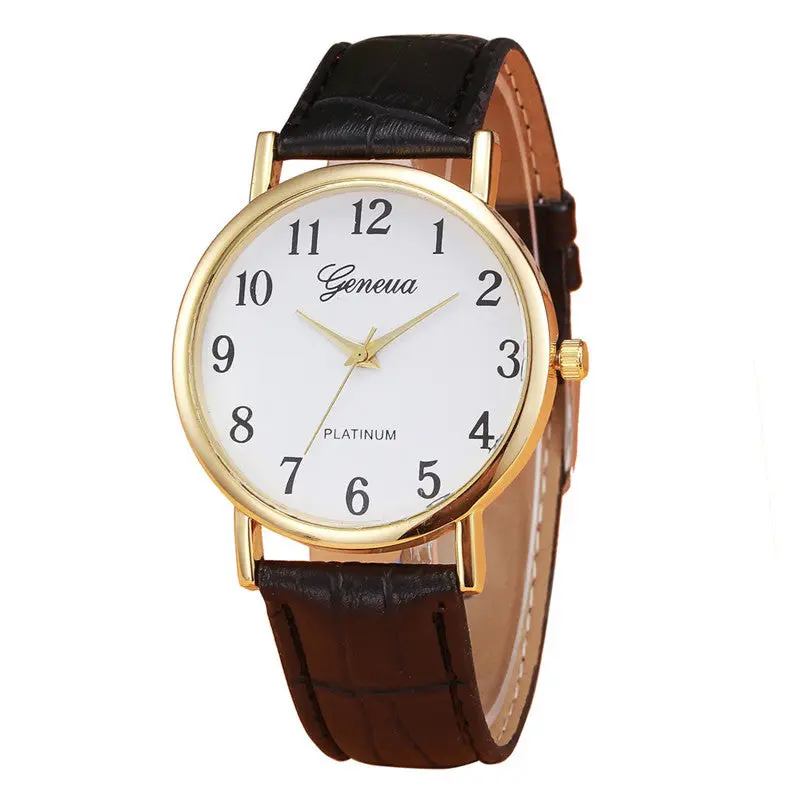 Clock Geneva Retro Design Leather Band Analog Alloy Quartz Wrist Watch Mens Wristwatch Relojes Mujer Feida 1