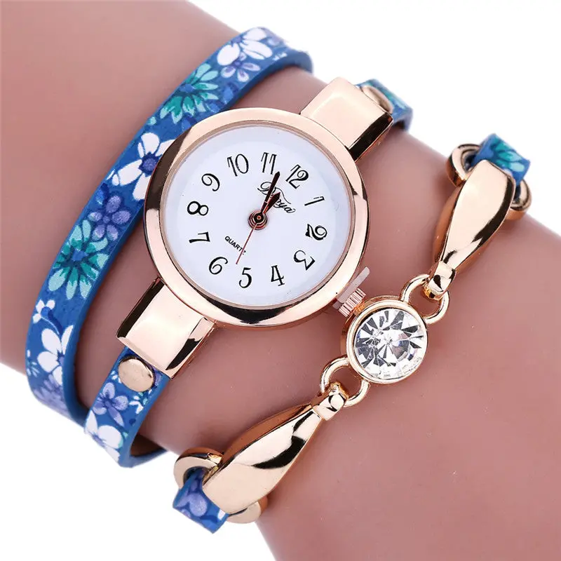Clock Women Sale Diamond Wrap Around Leatheroid Casual Quartz Wrist Watch Women Bracelet Watch Feida 2