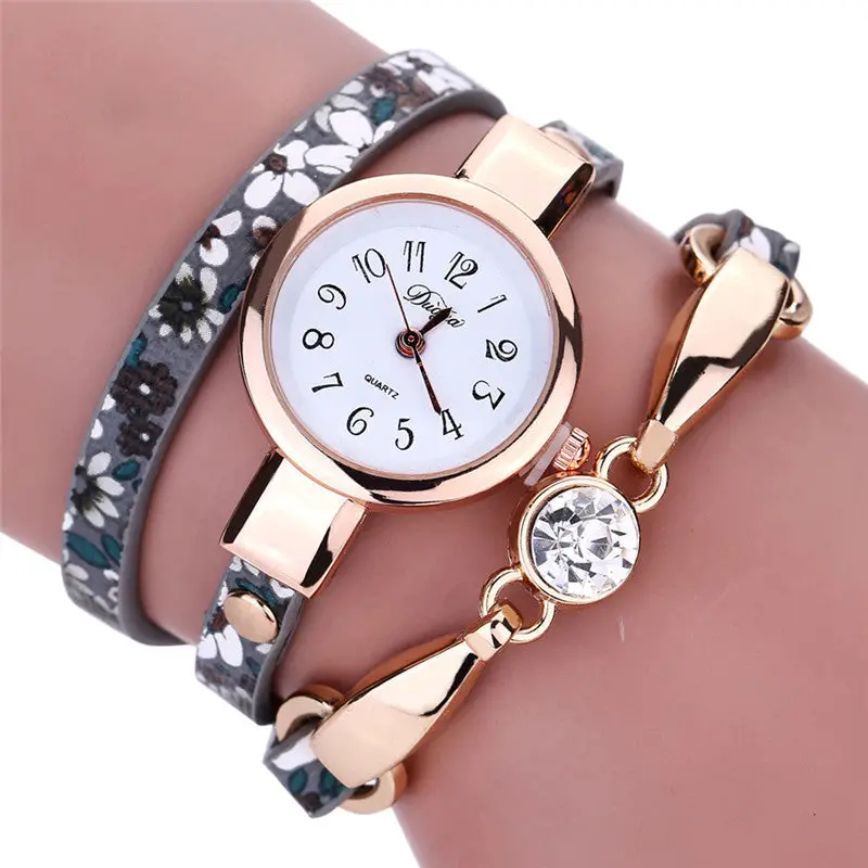 Clock Women Sale Diamond Wrap Around Leatheroid Casual Quartz Wrist Watch Women Bracelet Watch Feida 3