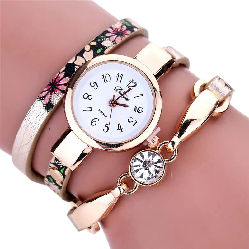 Clock Women Sale Diamond Wrap Around Leatheroid Casual Quartz Wrist Watch Women Bracelet Watch Feida 4