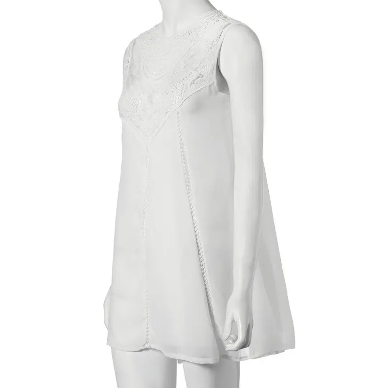 Clothing Women Beach Dress Ladies Lace Chiffon Sleeveless T-Shirt Dress Big Size Robe Feida 3