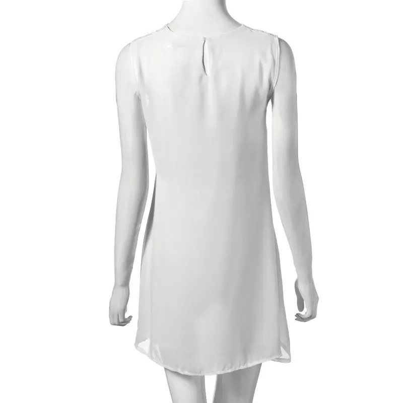 Clothing Women Beach Dress Ladies Lace Chiffon Sleeveless T-Shirt Dress Big Size Robe Feida 4