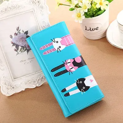 Clutch Bag Pu Leather Wallet Women Money Wallets Long Design Cat Pattern Purses Women Party Bags 2